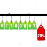Hanging discount tags with 20% logo